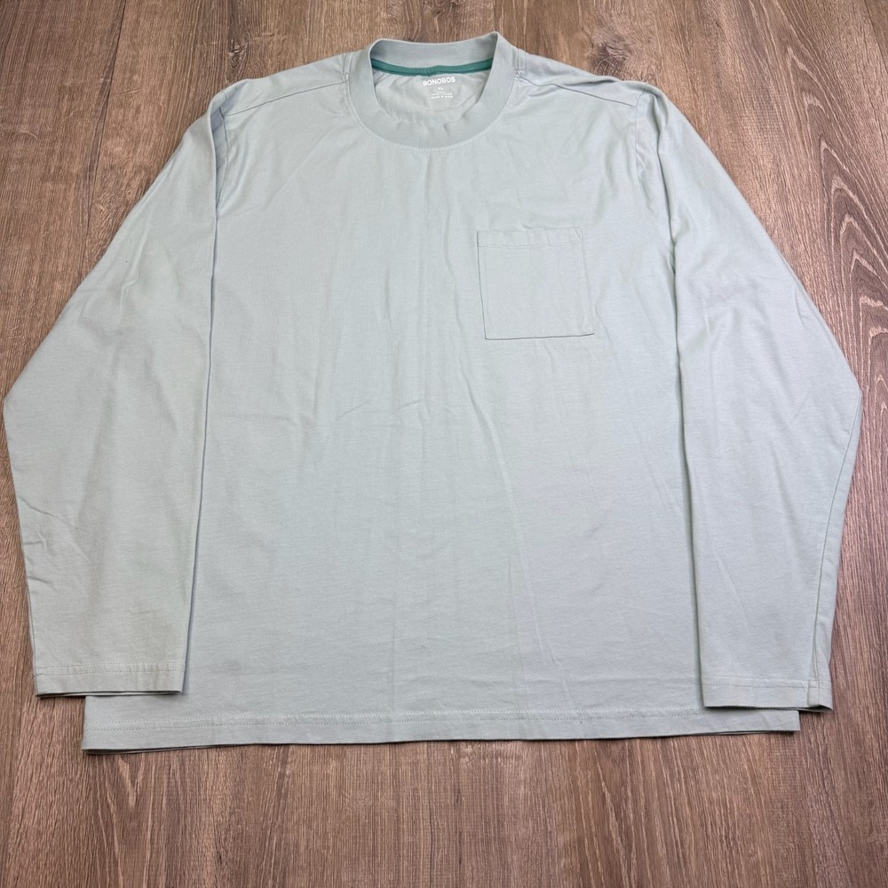 Bonobos Mens Light Blue Casual Chest Pocket Long Sleeve T-Shirt Size XL